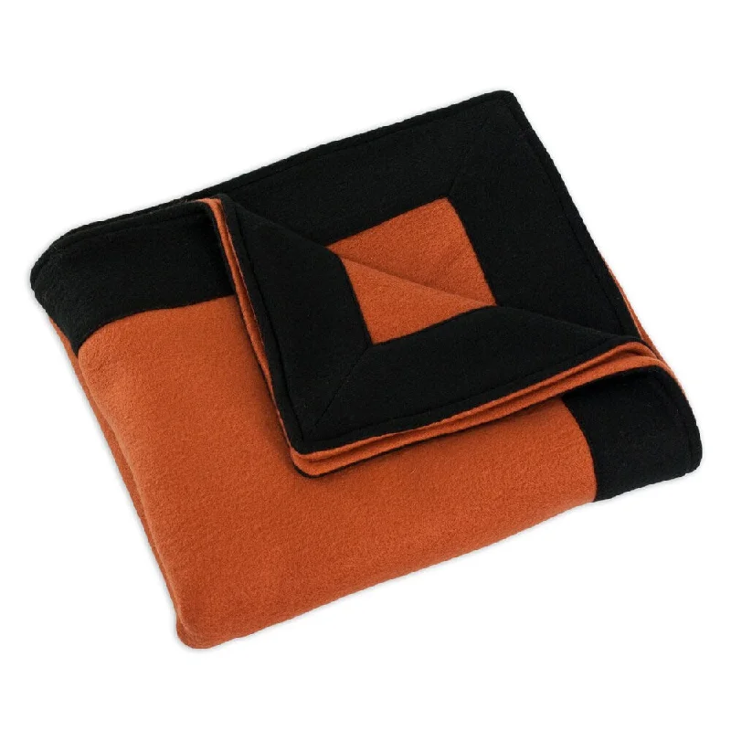 Rayon from bamboo blankets for a silky and breathable feelFleece Burnt Orange/ Black Simply Soft Throw Rayon from bamboo blankets for a silky and breathable feelFleece Burnt Orange/ Black Simply Soft Throw