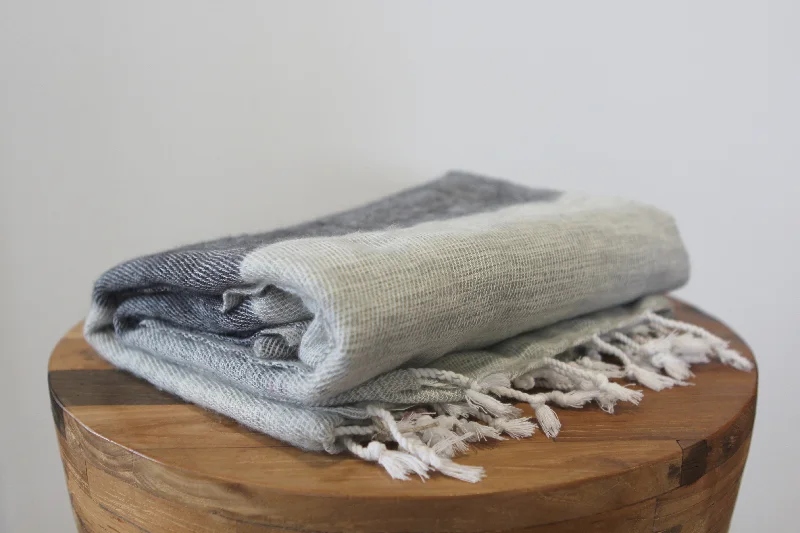 Recycled polyester blankets for an eco - conscious optionHimalayan Yak Shawl - Cream & Black