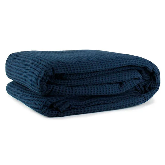 Queen - size blankets for standard - sized bedsJason Cotton Waffle Blankets Navy