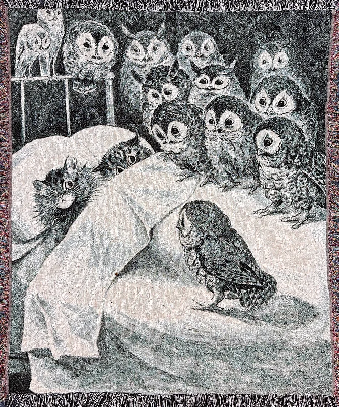 Recycled polyester blankets for an eco - conscious optionLouis Wain Owls Blanket