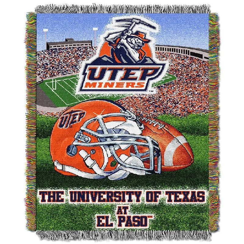 Cotton blankets for breathability and a lightweight feelNCAA University of Texas at El Paso Miners School Tapestry Throw Cotton blankets for breathability and a lightweight feelNCAA University of Texas at El Paso Miners School Tapestry Throw