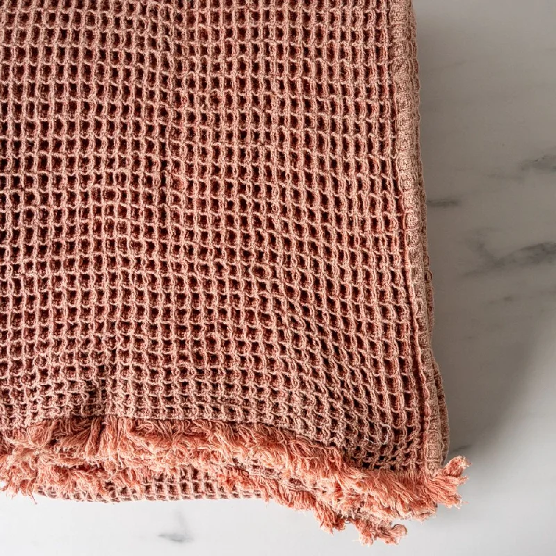 Mohair blankets with a unique sheen and softnessRust Waffle Throw Blanket