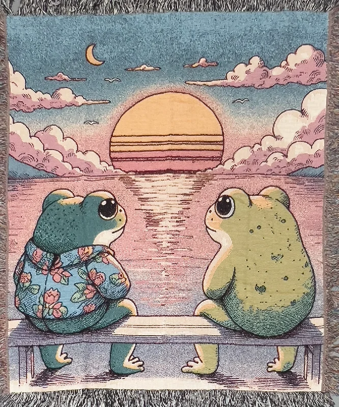 Queen - size blankets for standard - sized bedsSunset Frogs Blanket