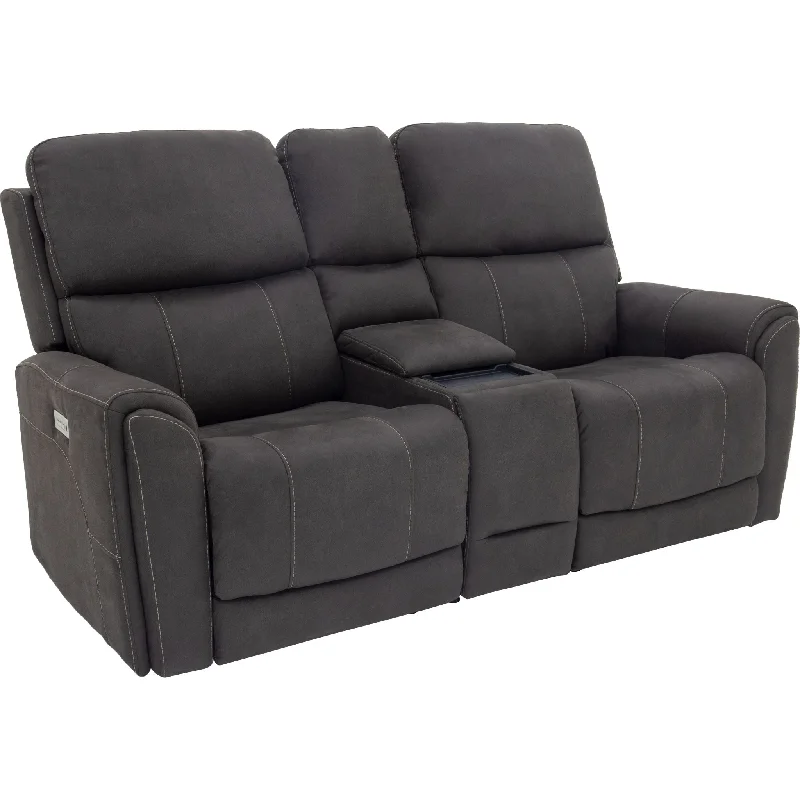 Wool - filled mattresses for natural insulation and moisture - wickingDamon Power Reclining Loveseat with Power Console - Stonewash Gunmetal Wool - filled mattresses for natural insulation and moisture - wickingDamon Power Reclining Loveseat with Power Console - Stonewash Gunmetal